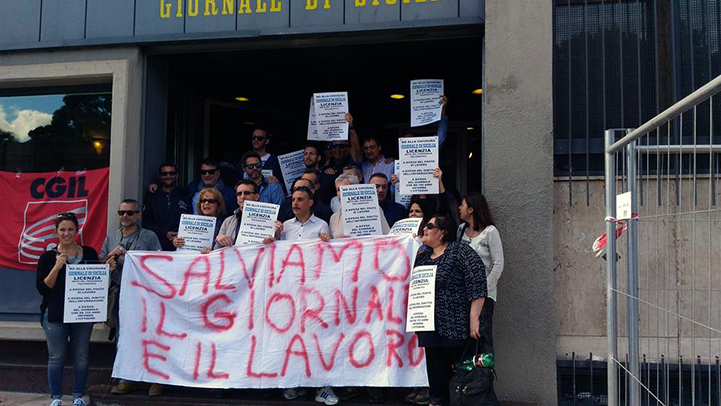 Manifestazione contro il licenziamento di 20 poligrafici del Giornale di Sicilia