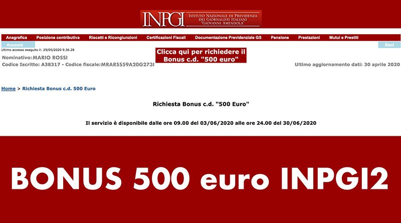 Bonus500 sito INPGI 3