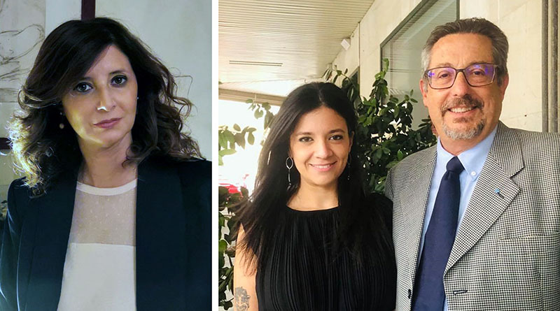 da sinistra, Sonia Iacono, nuova segretaria provinciale di Assostampa Ragusa, Alessia Cataudella, vice segretaria, e Antonino Recca tesoriere