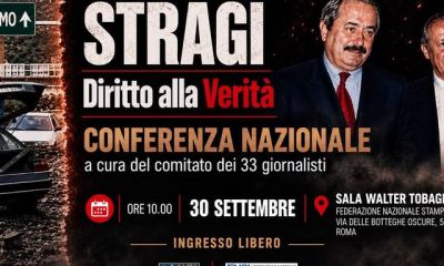 Stragi, diritto alla verità: mercoledì 30 settembre alle 10 la Conferenza nazionale a Roma nella sede della Fnsi